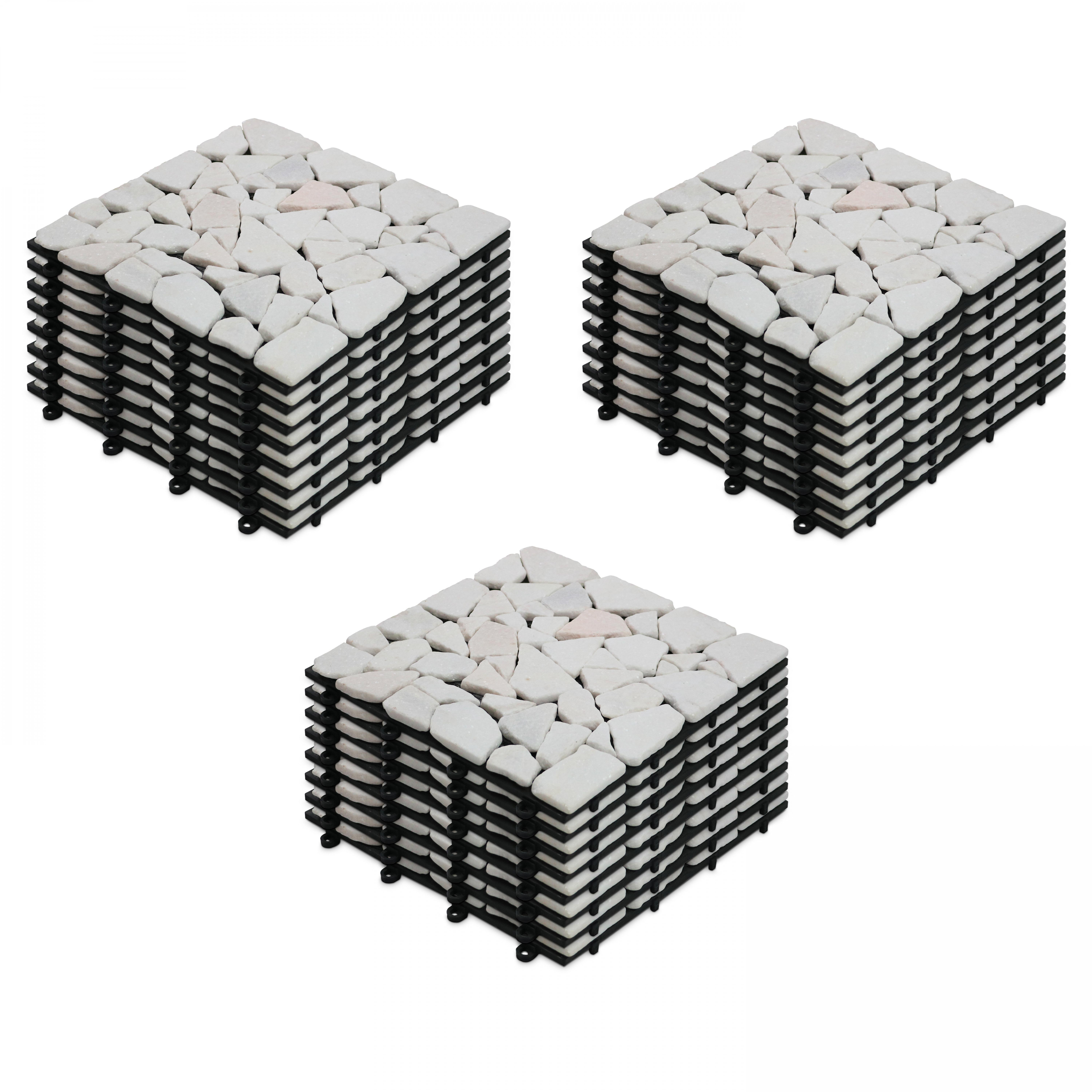 Dalles de terrasse clipsables en galets de marbre (30x30x2,5 cm) - Vendues par lot - Galet marbre