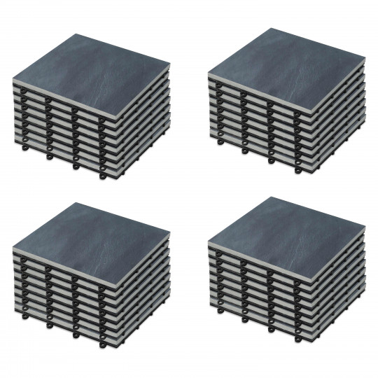 Lot de dalles de terrasse en pierre noire naturelle | Mobeventpro