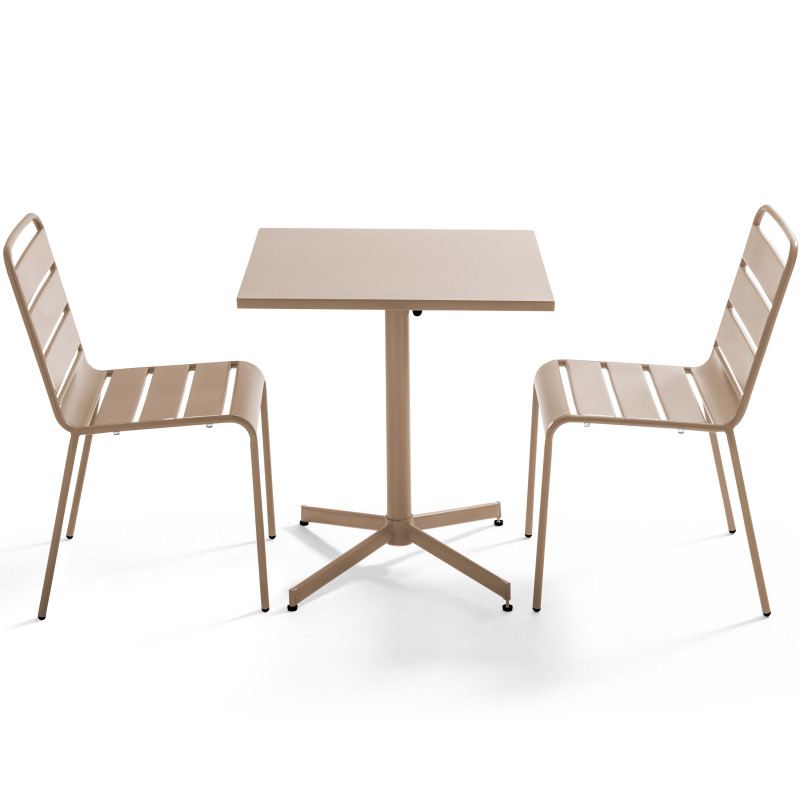 Ensemble table carrée avec plateau inclinable + 2 chaises