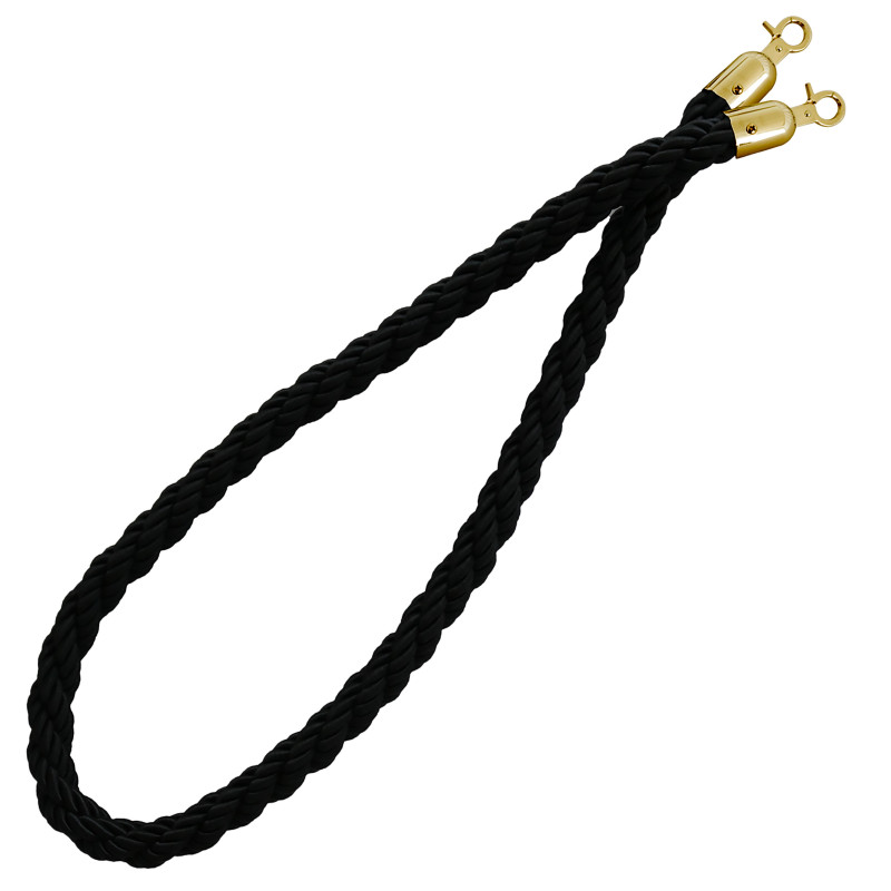 Cordon pour poteaux de guidage nylon tressé noir et crochet doré