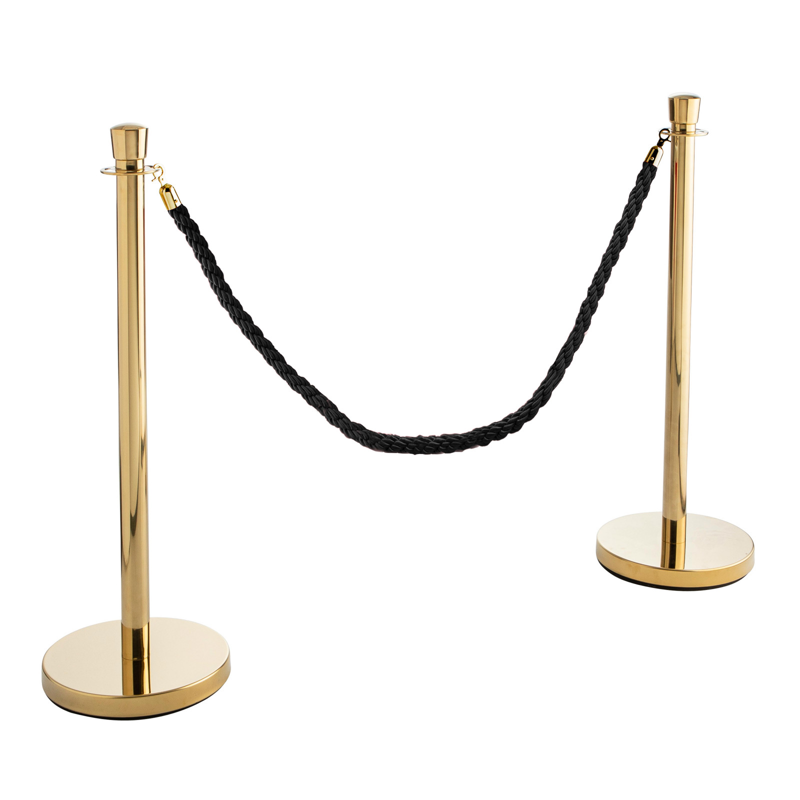 Cordon pour poteaux de guidage nylon tressé noir et crochet doré