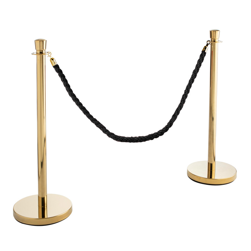 Cordon pour poteaux de guidage nylon tressé noir et crochet doré