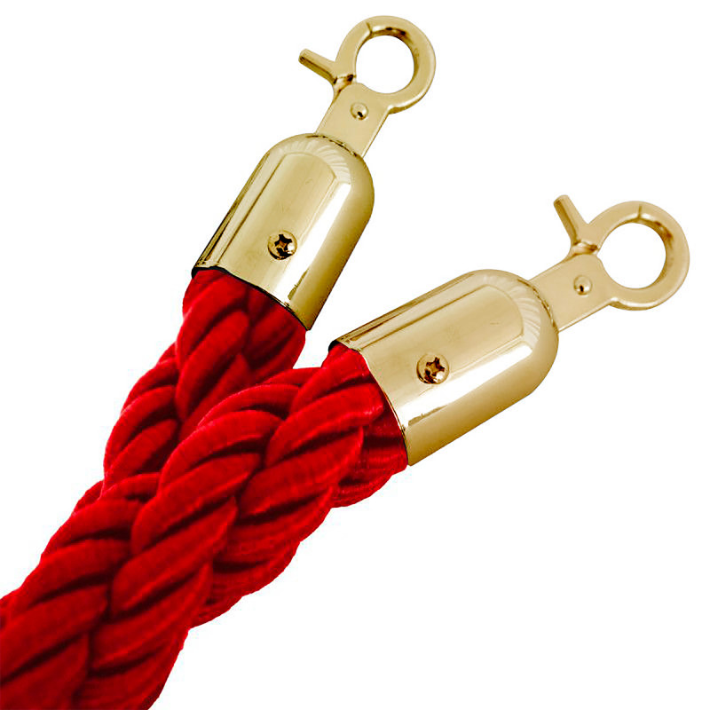 Cordon pour poteaux de guidage nylon tressé rouge et crochet doré
