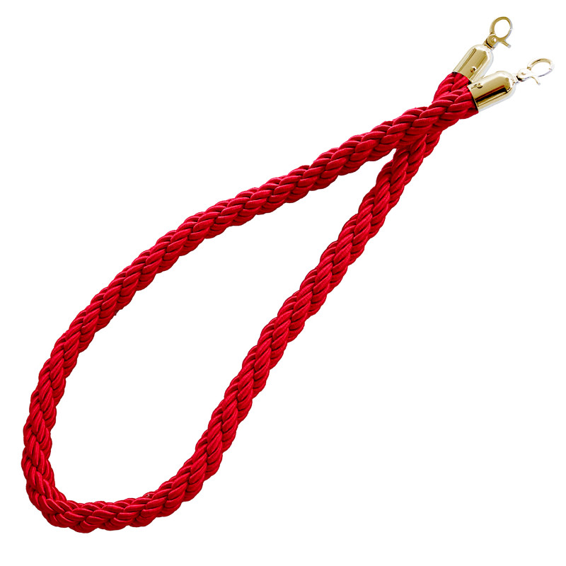 Cordon pour poteaux de guidage nylon tressé rouge et crochet doré