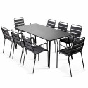 Table terrasse et 8 fauteuils en métal