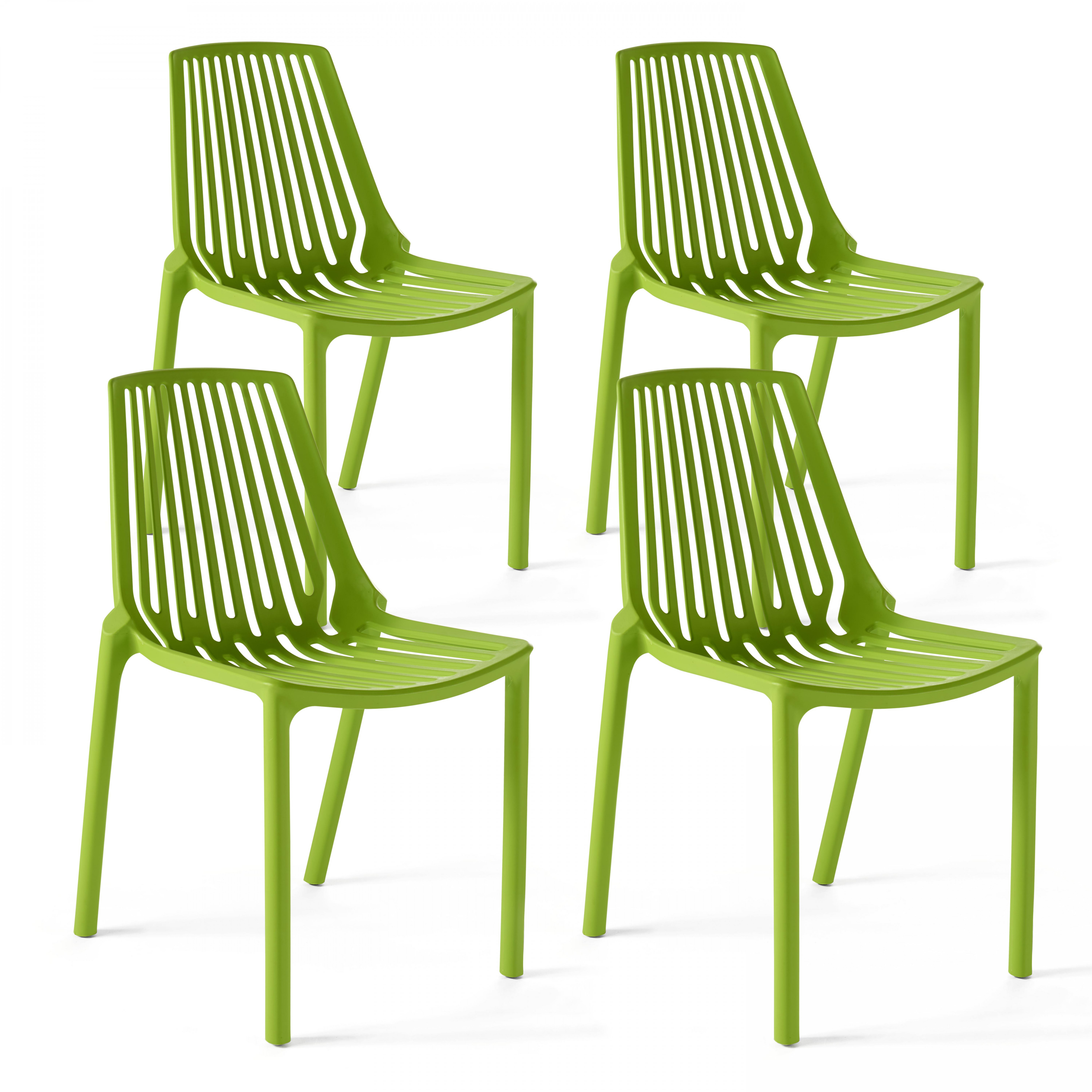 Chaises de terrasse de restaurant en polypropylène design ajourées - Lot de 4 - Polypropylène