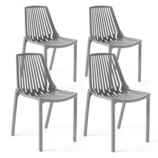 Chaises de terrasse de restaurant en polypropylène design ajourées - Lot de 4 | Mobeventpro