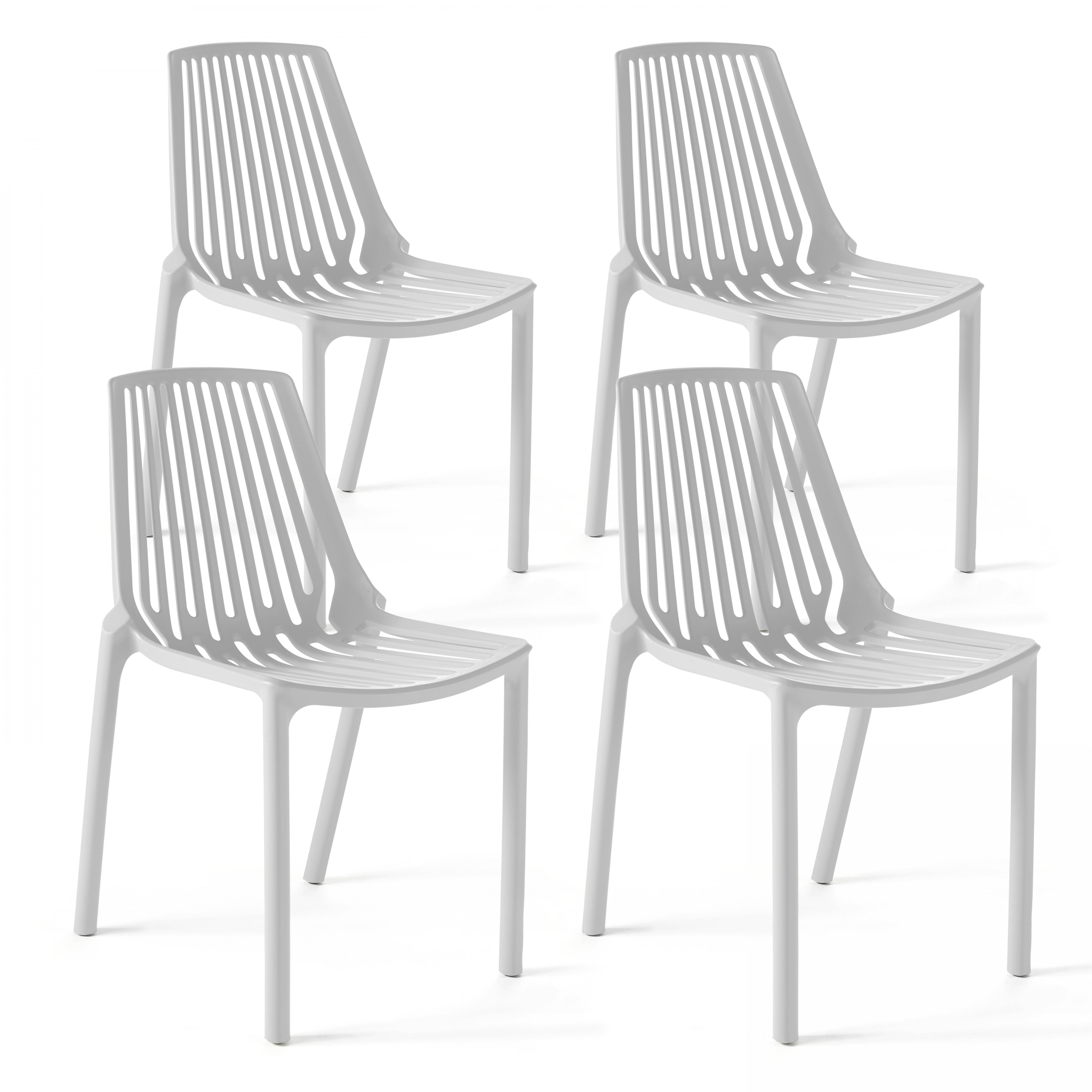 Chaises de terrasse de restaurant en polypropylène design ajourées - Lot de 4 - Polypropylène