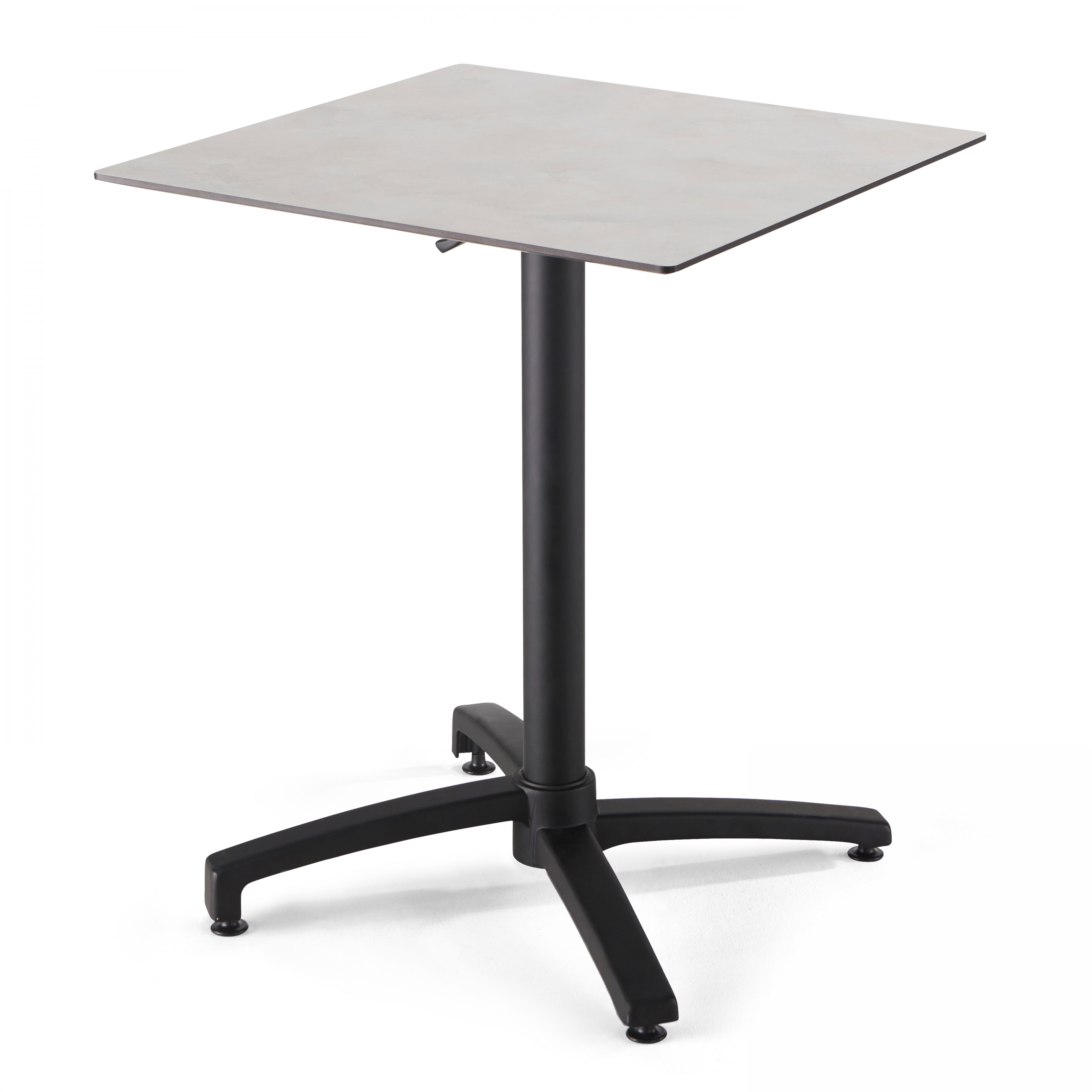 Table de restaurant carrée inclinable en aluminium noir et HPL 4 personnes 70x70 cm