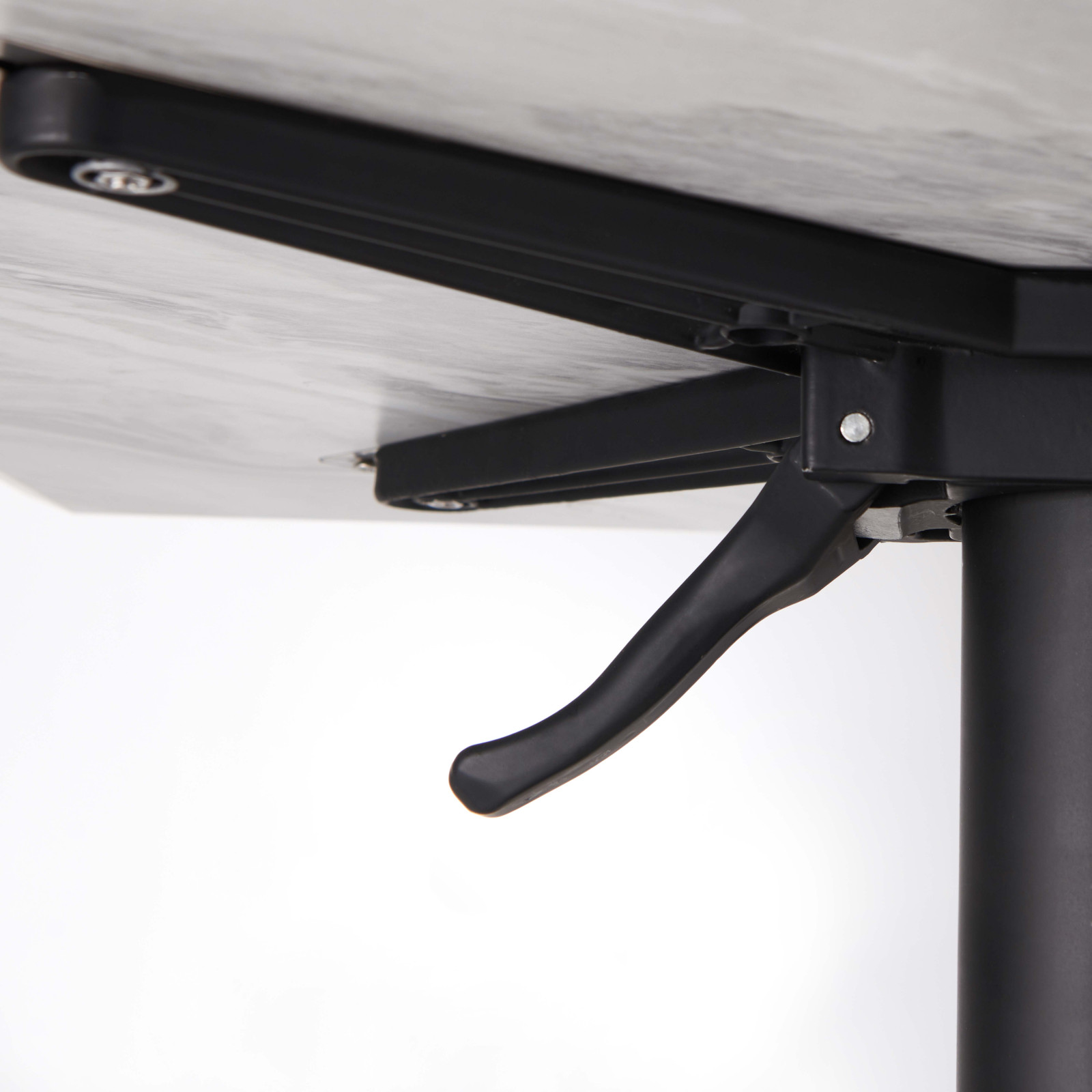 Table de terrasse carrée en HPL avec pied inclinable