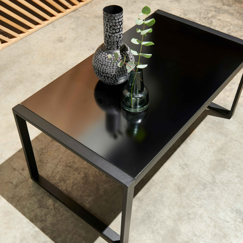 Salon de jardin 5 places en fils tressés noirs