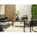 Salon de jardin 5 places en fils tressés noirs