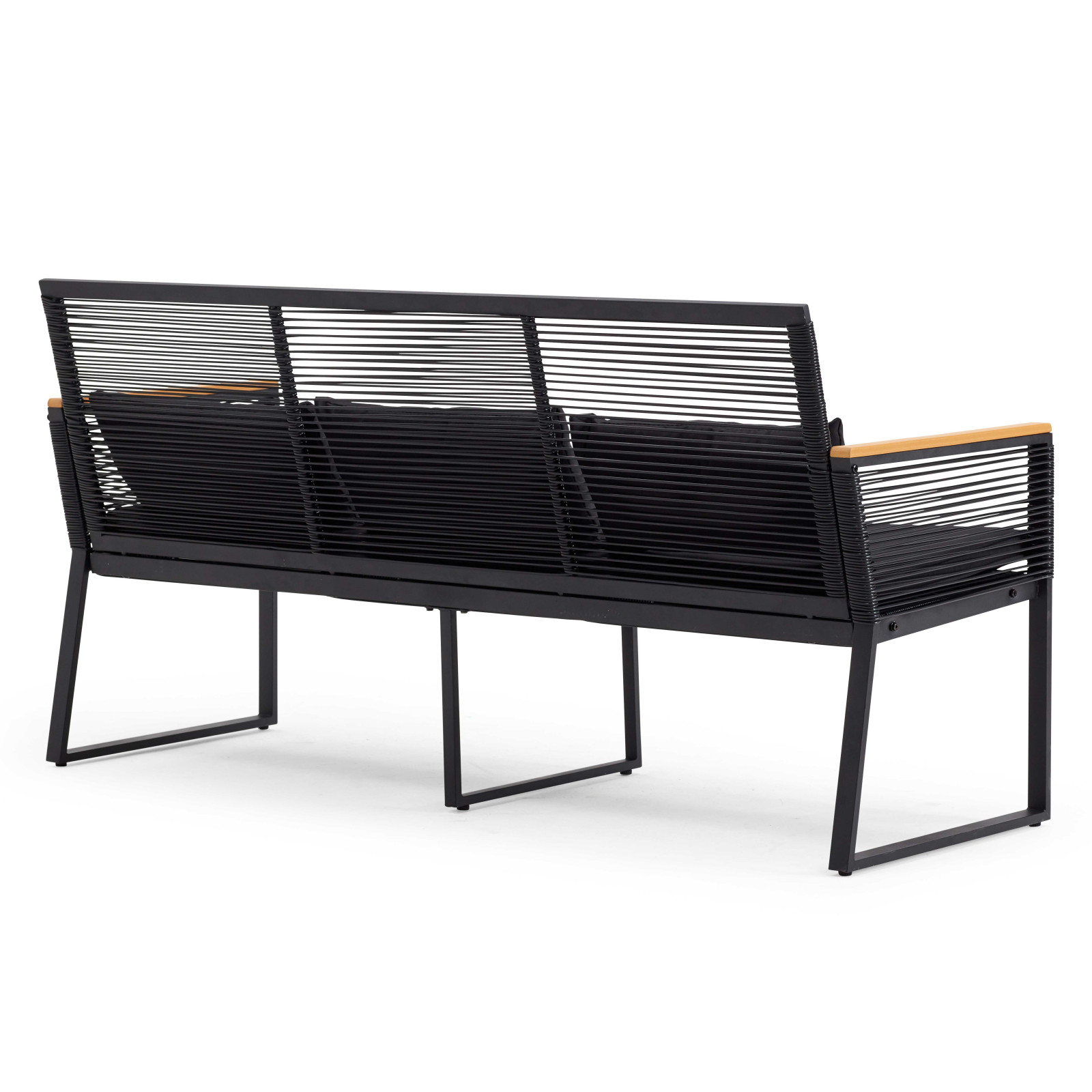 Salon de jardin 5 places en fils tressés noirs