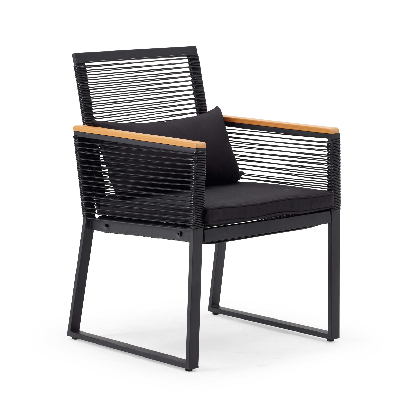 Salon de jardin 5 places en fils tressés noirs