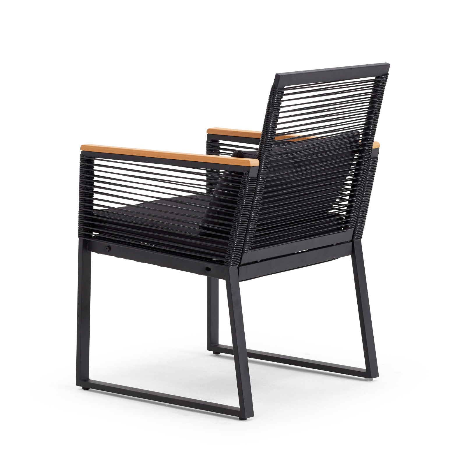 Salon de jardin 5 places en fils tressés noirs