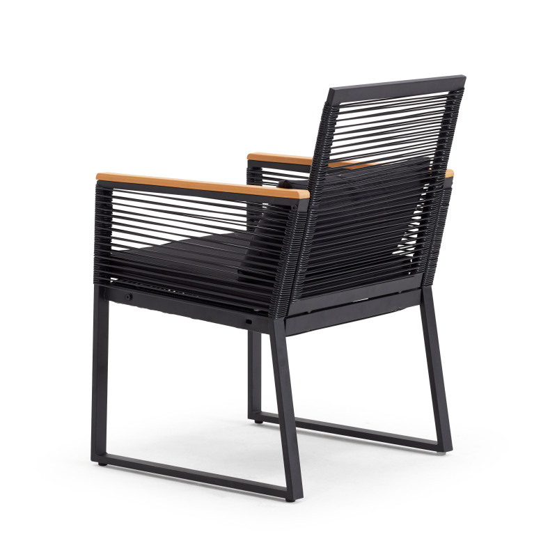 Salon de jardin 5 places en fils tressés noirs