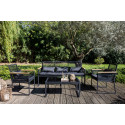Salon de jardin 5 places en fils tressés noirs
