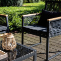 Salon de jardin 5 places en fils tressés noirs