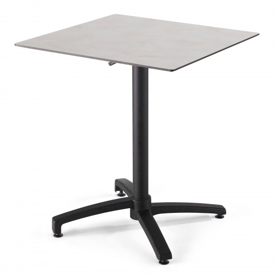 Table de restaurant carrée inclinable en aluminium noir et HPL 4 personnes 60x60 cm | Mobeventpro