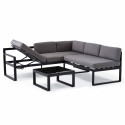 Salon de jardin d'angle 5 places avec coussins gris