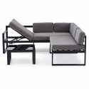 Salon de jardin d'angle 5 places avec coussins gris