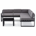 Salon de jardin d'angle 5 places avec coussins gris