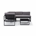 Salon de jardin d'angle 5 places avec coussins gris