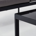 Salon de jardin d'angle 5 places avec coussins gris