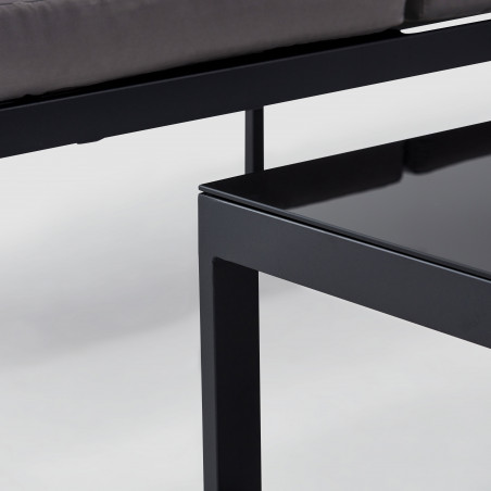 Salon de jardin d'angle 5 places avec coussins gris