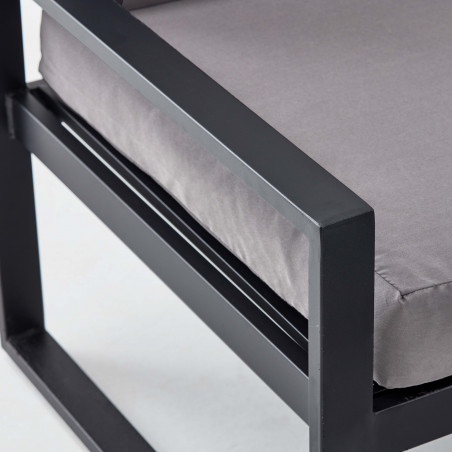 Salon de jardin d'angle 5 places avec coussins gris
