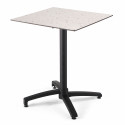 Ensemble de terrasse table carré inclinable HPL (60x60cm) + 2 fauteuils en métal
