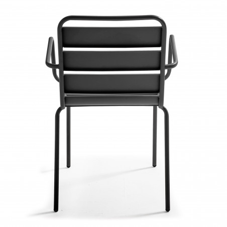 Ensemble table rectangulaire 120 cm et 4 fauteuils en métal