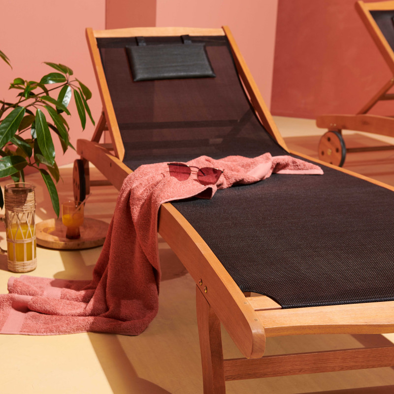 Lot de 2 transats en bois et textilène (4/6)