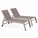 Lot de 2 bains de soleil en aluminium et textilène