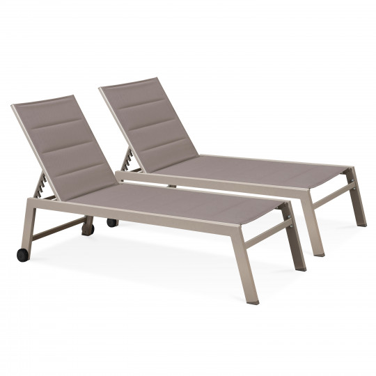 Lot de 2 bains de soleil en aluminium et textilène