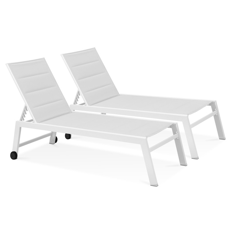 Lot de 2 bains de soleil en aluminium et textilène