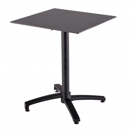 Ensemble de terrasse table carré inclinable (60x60cm) HPL + 4 fauteuils en métal