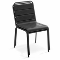 Ensemble de terrasse table carré inclinable (60x60cm) HPL + 4 chaises en métal