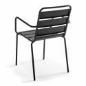 Ensemble de terrasse table carré inclinable (60x60cm) HPL + 4 fauteuils en métal