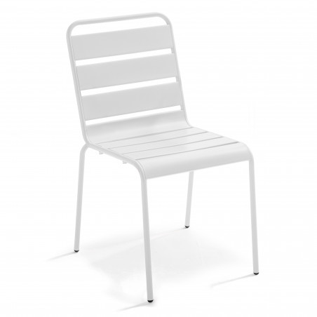 Ensemble de terrasse table carré inclinable (70x70 cm) HPL + 2 chaises en métal