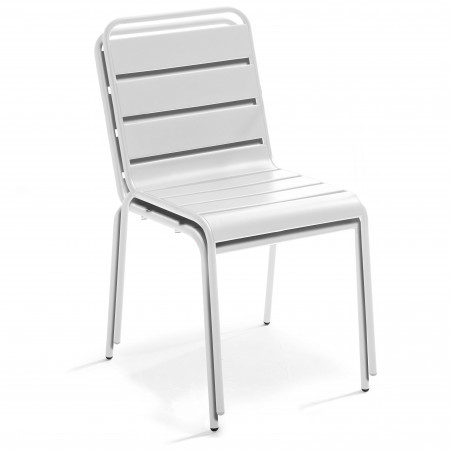 Ensemble de terrasse table carré inclinable (70x70 cm) HPL + 2 chaises en métal