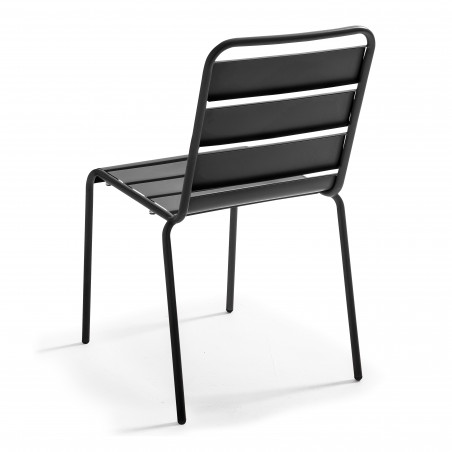 Ensemble de terrasse inclinable (60x60cm) HPL + 2 chaises en métal