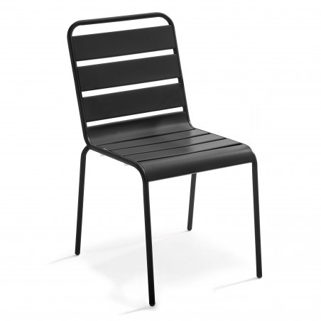 Ensemble table de terrasse carrée 70x70cm + 4 chaises en métal