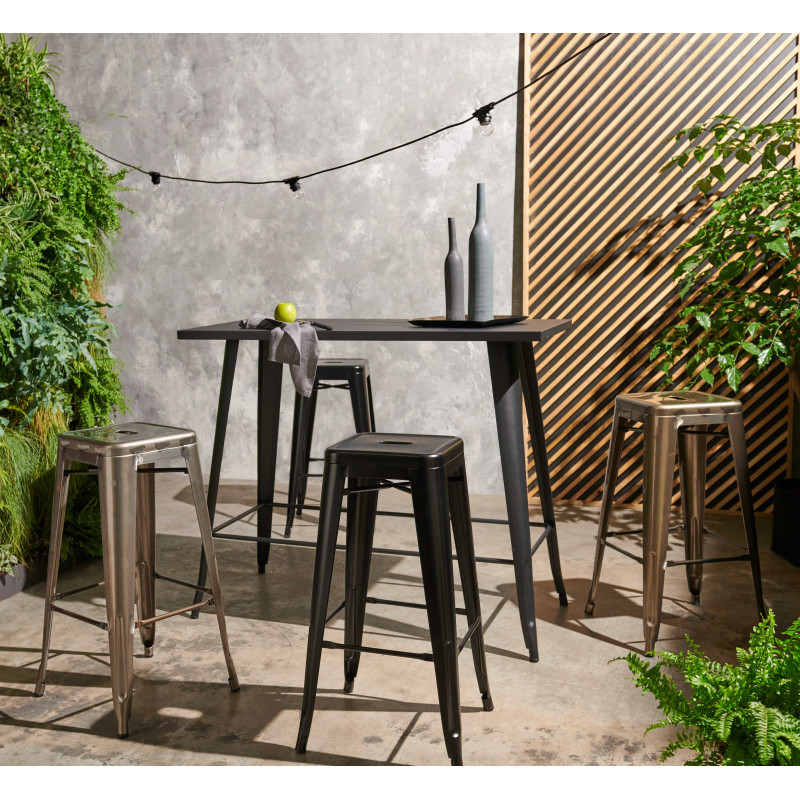 Tabouret industriel en métal mat