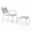 Ensemble fauteuil de terrasse bas + repose-pied en métal