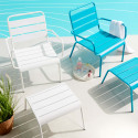 Ensemble fauteuil de terrasse bas + repose-pied en métal