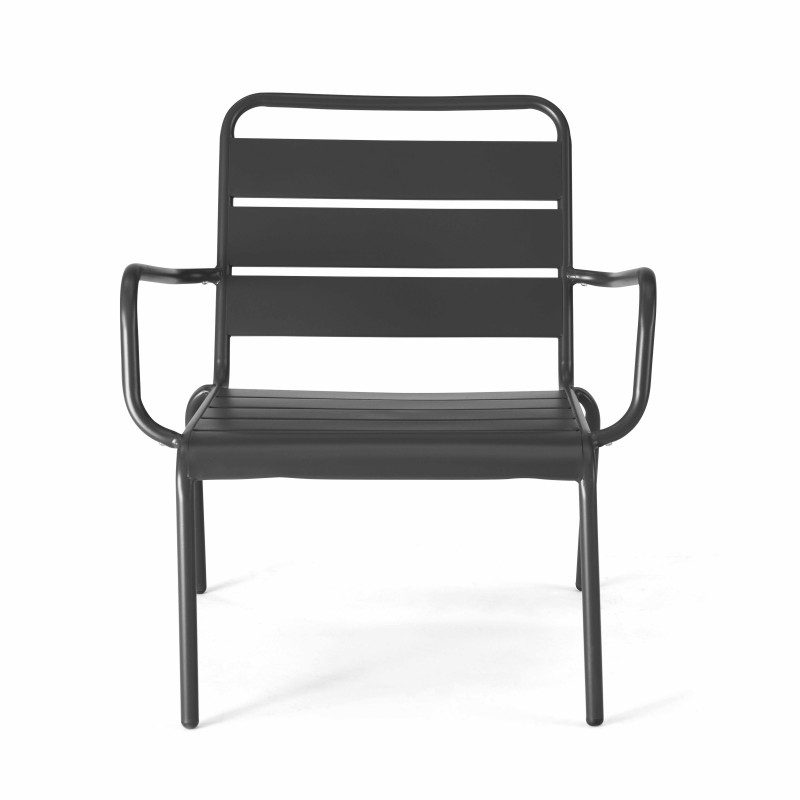 Ensemble fauteuil de terrasse bas + repose-pied en métal (4/7)