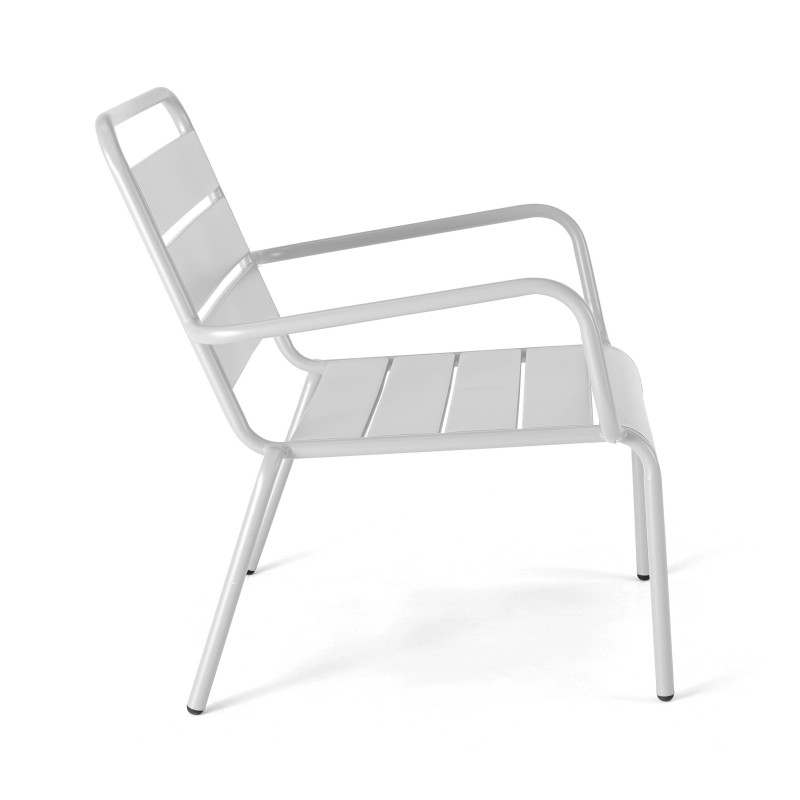 Ensemble fauteuil de terrasse bas + repose-pied en métal (3/7)