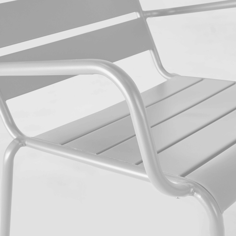 Ensemble fauteuil de terrasse bas + repose-pied en métal (6/7)