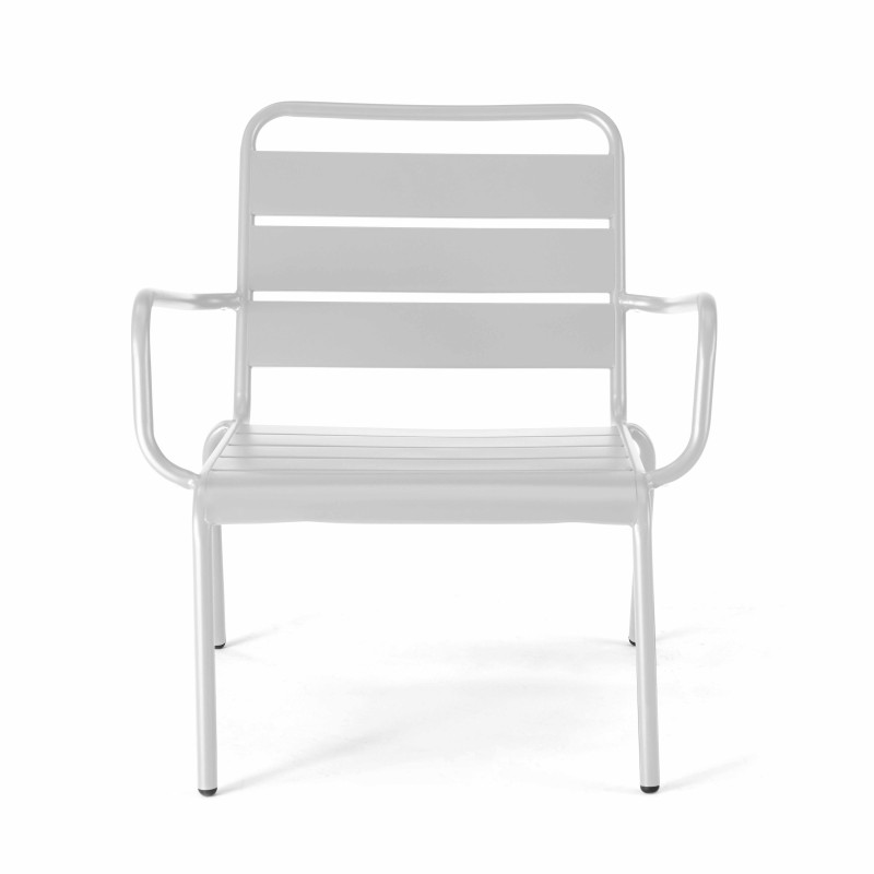 Ensemble fauteuil de terrasse bas + repose-pied en métal (4/7)